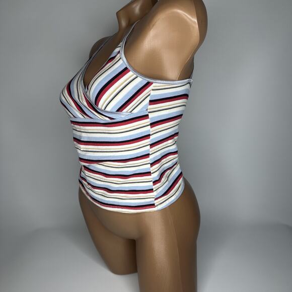 Y2K Striped Wrap Cami Top Sz XS Retro 90s Spaghetti Strap Tank Halter Grunge - Picture 4 of 9
